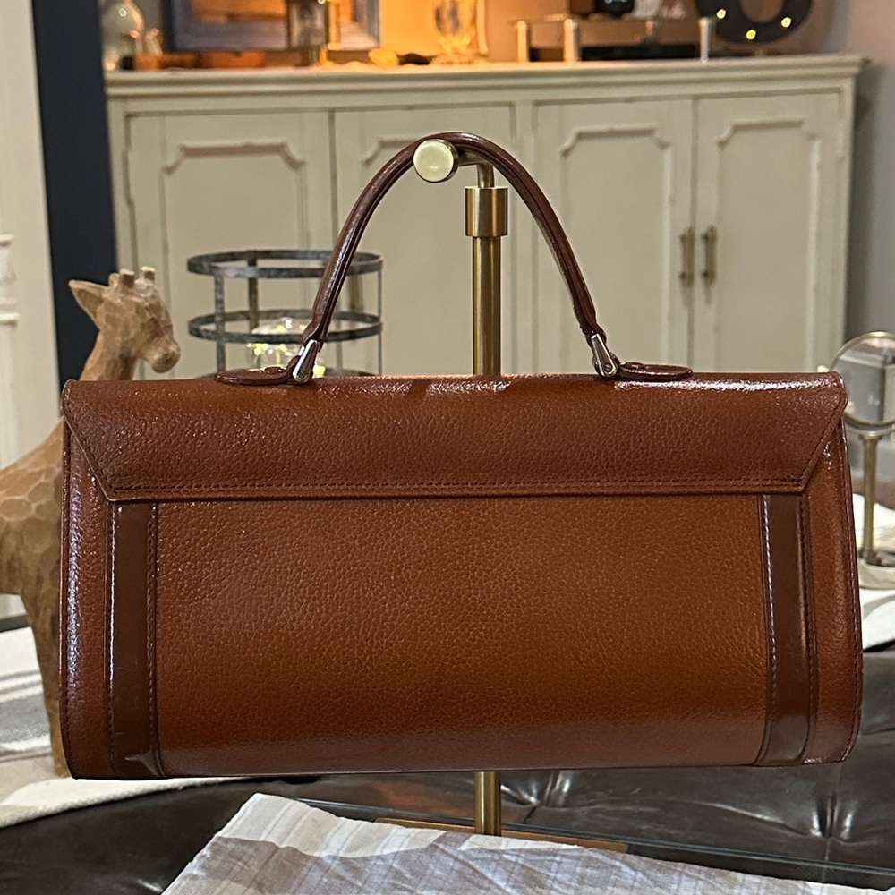 BURBERRYS Vintage Top Handle Satchel in Brown Pebble Grain Leather, Pre-1999 - Picture 3 of 16